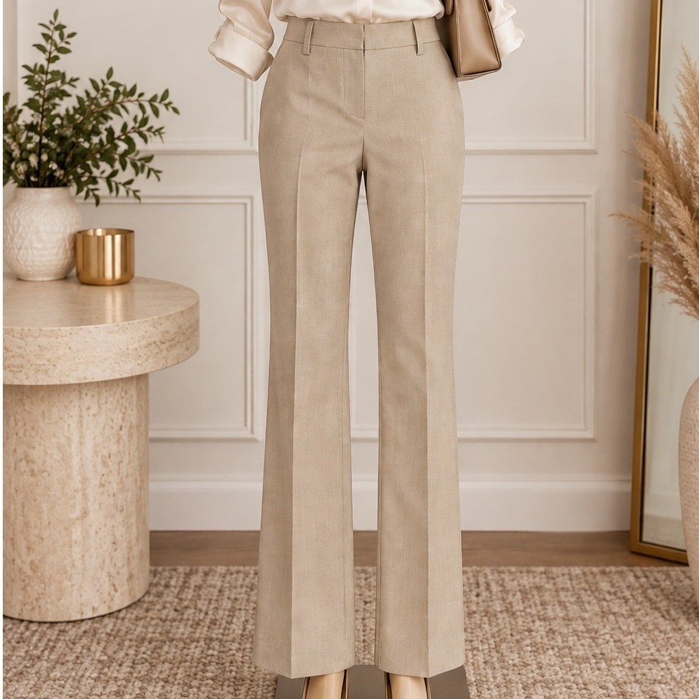 Ann Taylor Womens Tan Khaki Straight Leg Dress Pants Size 4 Professional Office